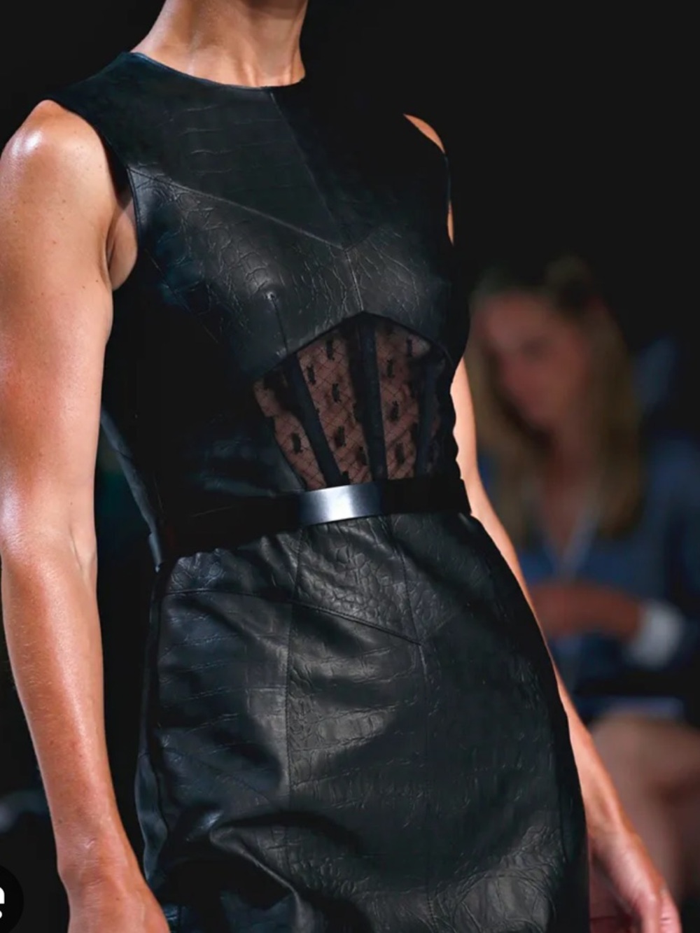 Jason Wu Black Sleeveless Lamb Leather Sheath Runway Dress